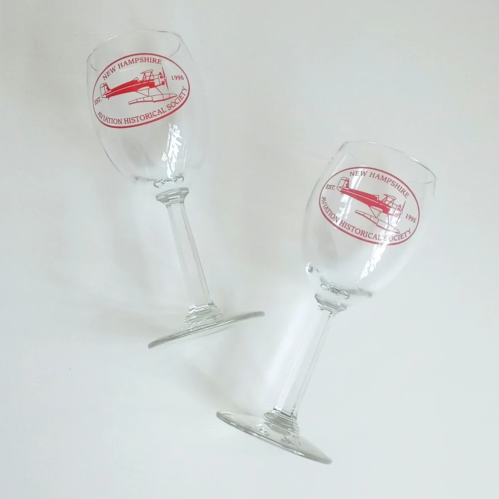 Vintage Aviation Wine Glasses Set of 2